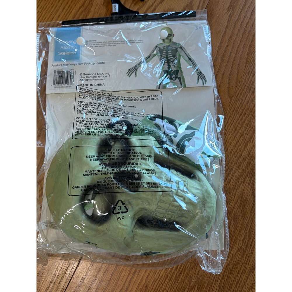 Seasons USA Boys Glowing Atomic Skeleton Costume Glow in the Dark Large 10-12 - Picture 4 of 7